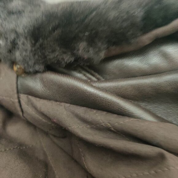 The Kooples Aviator Leather Bomber Jacket with Detachable Fur Collar in Brown XL - Picture 6 of 8